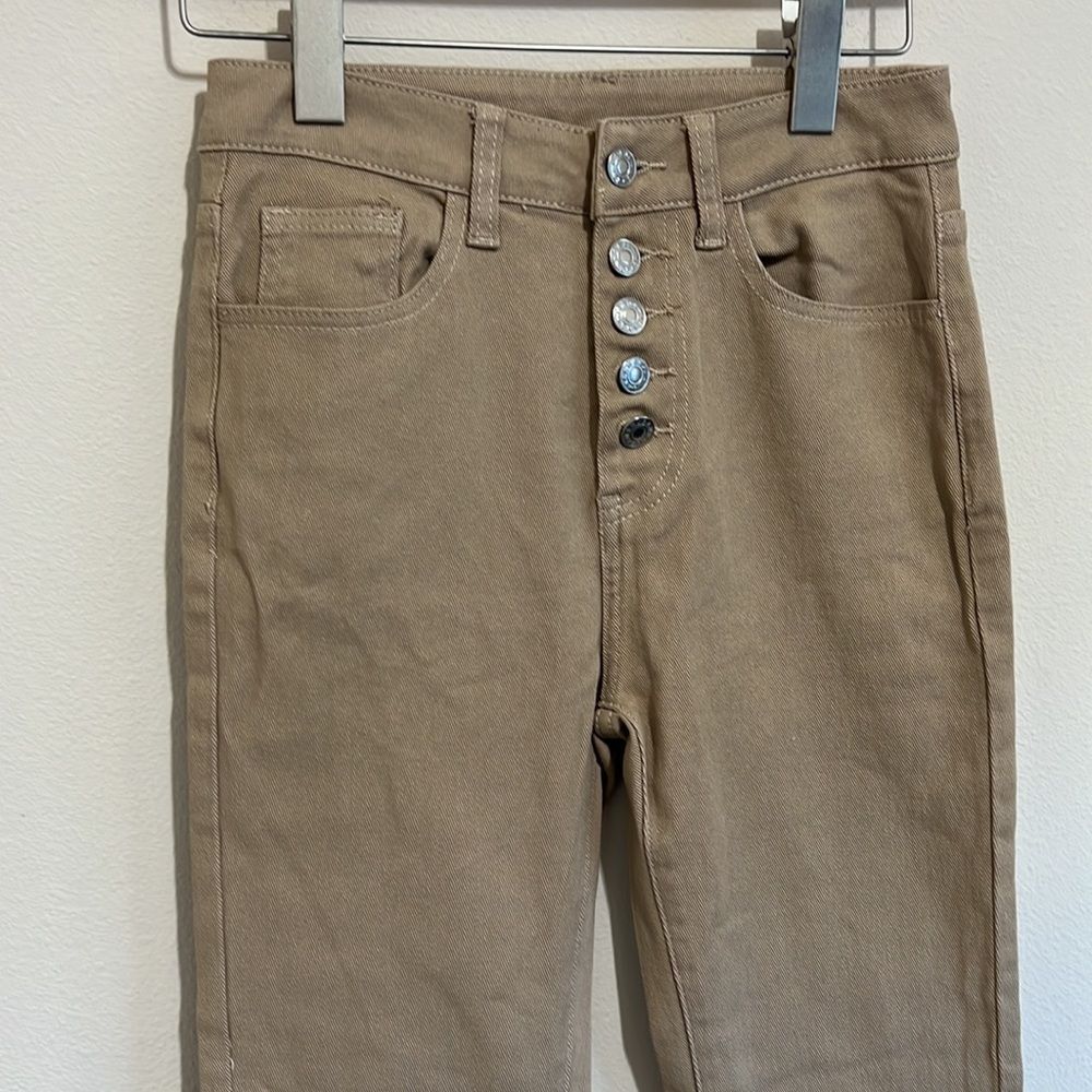 SheIn Tan High Rise Flare Pants - Picture 3 of 6
